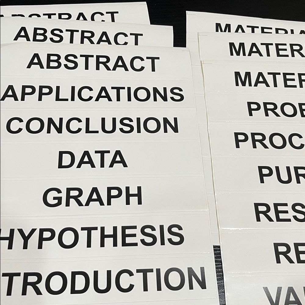 Science Header for teachers this Stickers are Bold Black Text